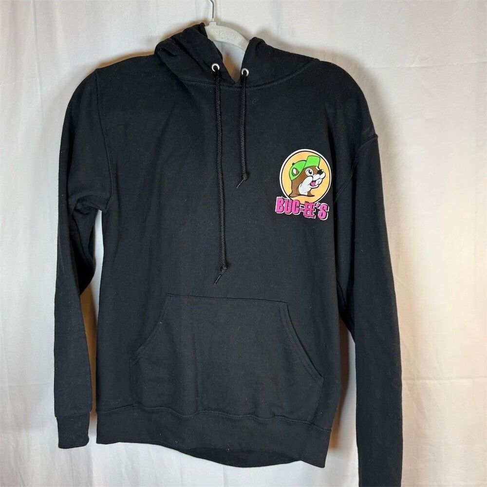 Buc-ee's Hoodie Unisex S Black Pullover Beaver Logo Graphic Print